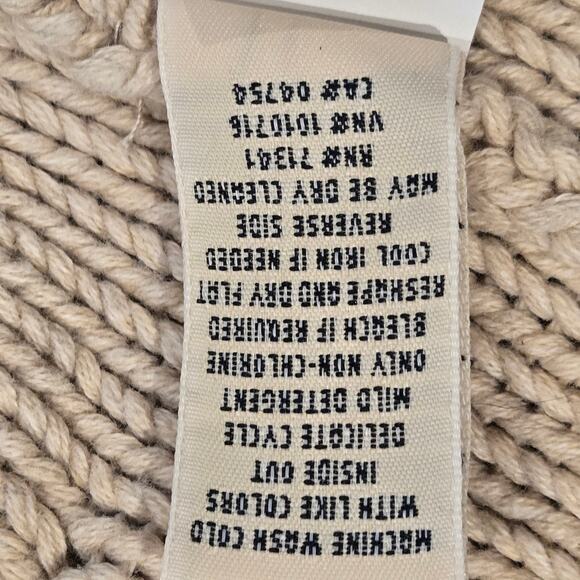 L.L. Bean Double-L Cream Fisherman Mixed Cable Knit Funnel Neck Sweater, Medium - Picture 7 of 9